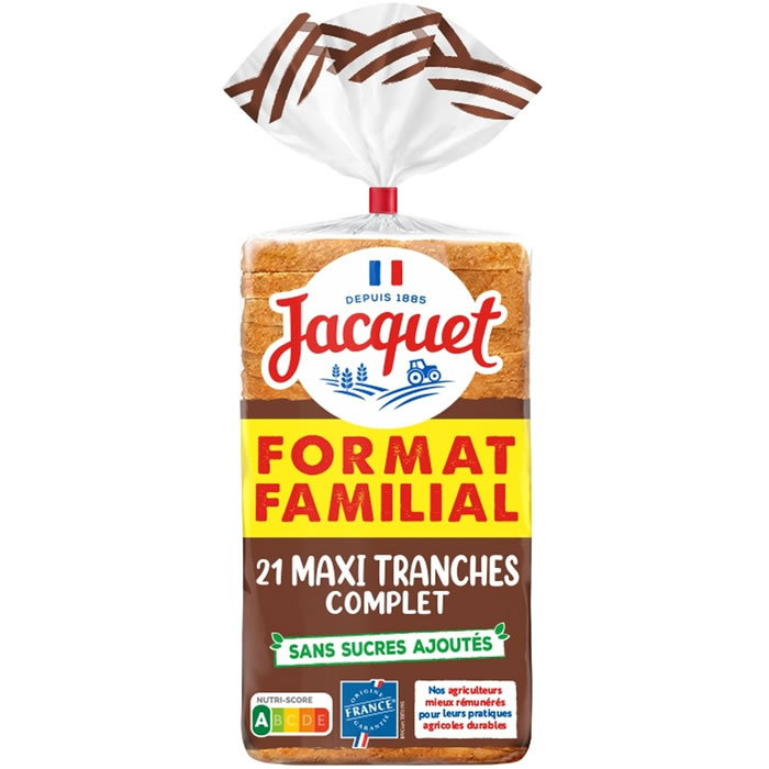 Jacquet – Pain de mie complet sans sucres ajoutés Grand Format 850g