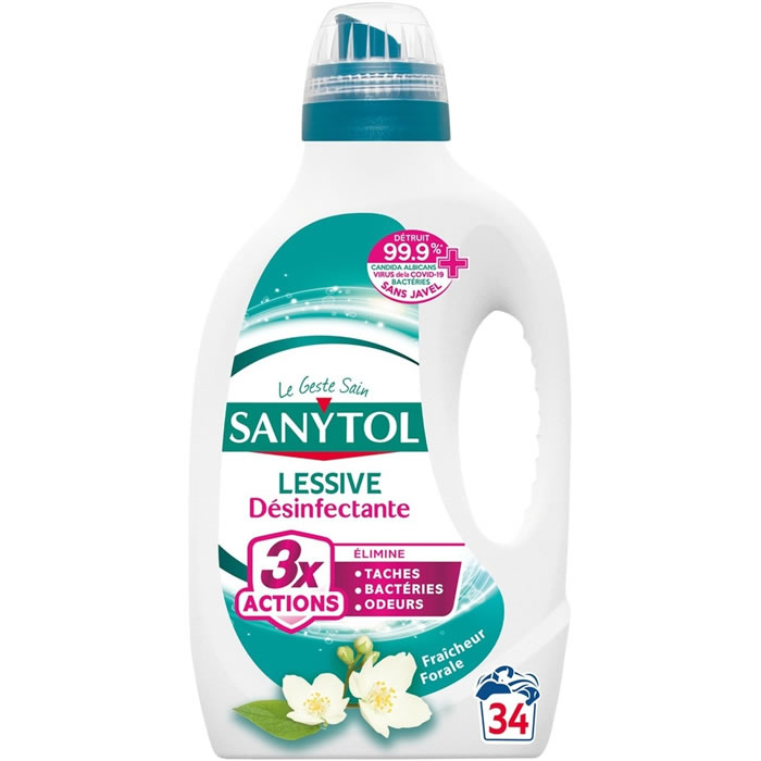 SANYTOL Lessive liquide désinfectante fraîcheur florale 1,7 L