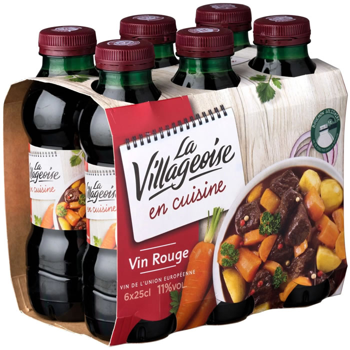 Vin rouge LA VILLAGEOISE En cuisine 6 x 25 cl