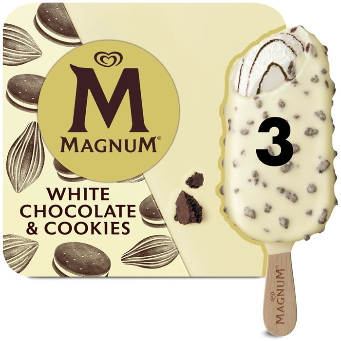 MAGNUM – Bâtonnets glacés au chocolat blanc et cookies 3x74g
