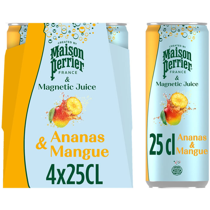 MAISON PERRIER Magnetic Juice – Boisson gazeuse à l’ananas et mangue 4 x 25 cl