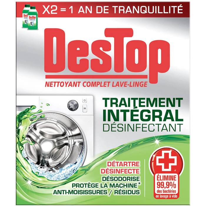 DESTOP Nettoyant liquide détartrant désinfectant lave-linge 2 x 250 ml