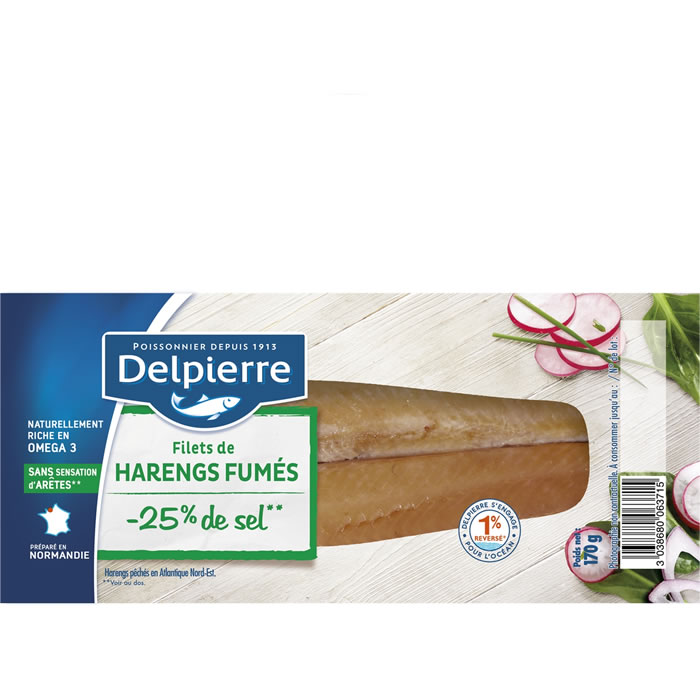 DELPIERRE – Filets de hareng fumés -25% de sel 170 g