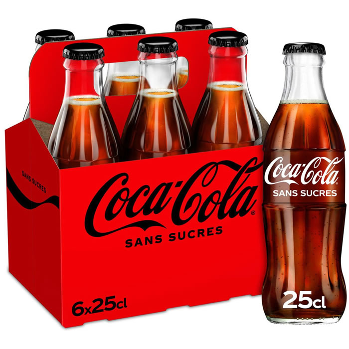 COCA-COLA – Boisson gazeuse aux extraits végétaux sans sucres 6 x 25 cl