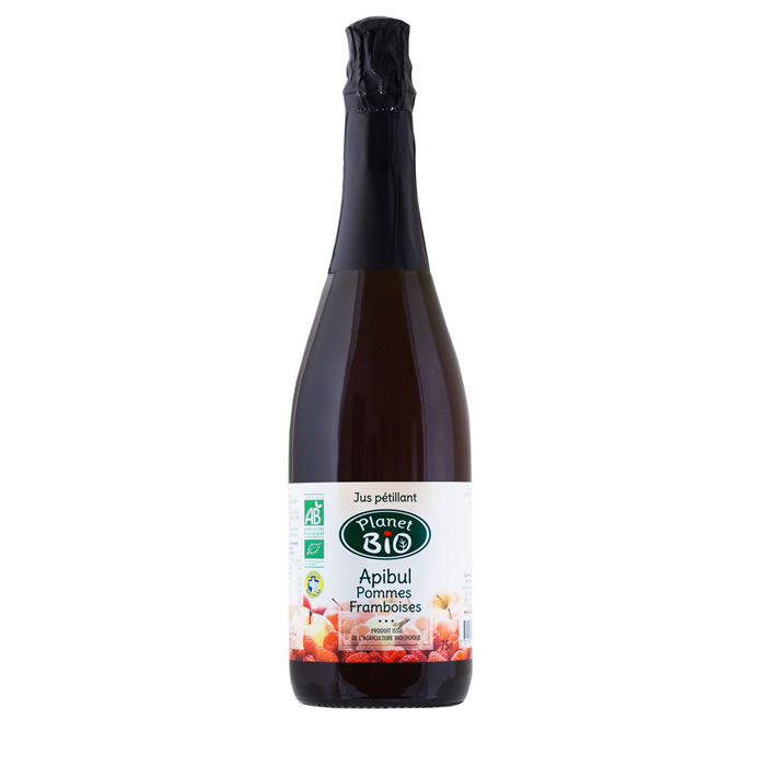 PLANET BIO Apibul – Jus de pommes et framboises pétillant bio 75 cl