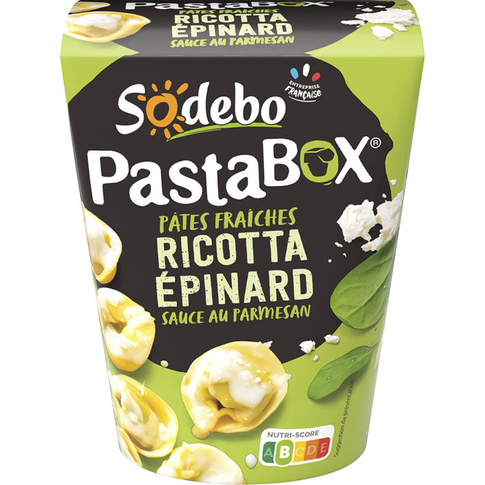 SODEBO – Tortellini au ricotta, épinard et sauce au parmesan 280g