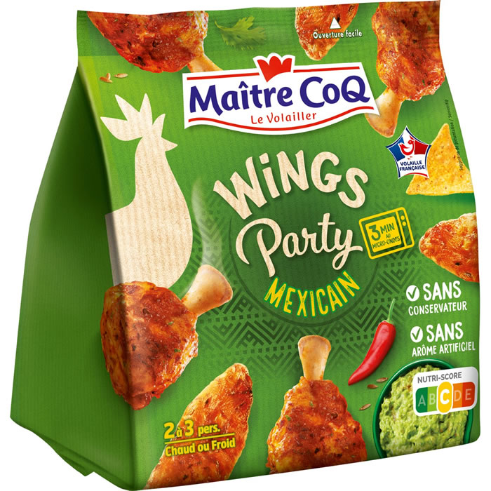 Maitre Coq – Wings Party manchons et ailerons de poulet mexicain 400g