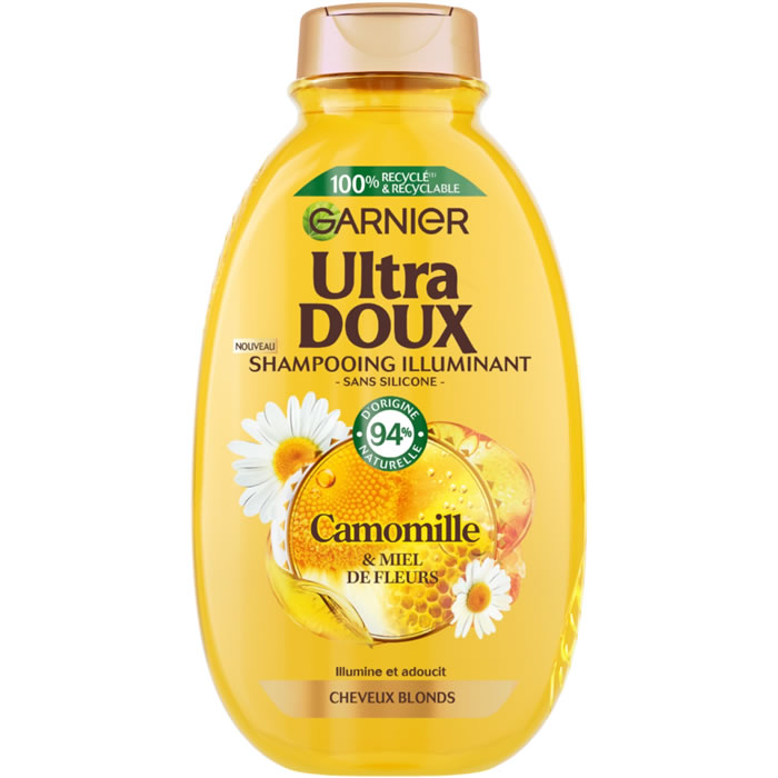 GARNIER Ultra Doux – Shampoing à la camomille et miel de fleurs colorés blonds 300 ml
