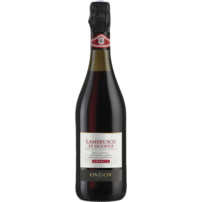 Vin rouge pétillant LAMBRUSCO DI MODENA – DOC Amabile Civ et Civ 75 cl