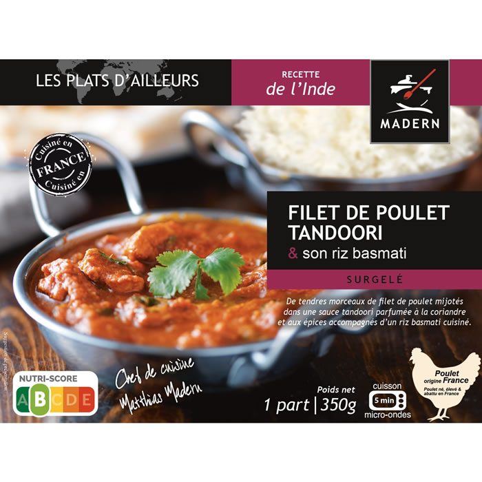 MADERN – Riz basmati et filet de poulet tandoori micro-ondes 350g