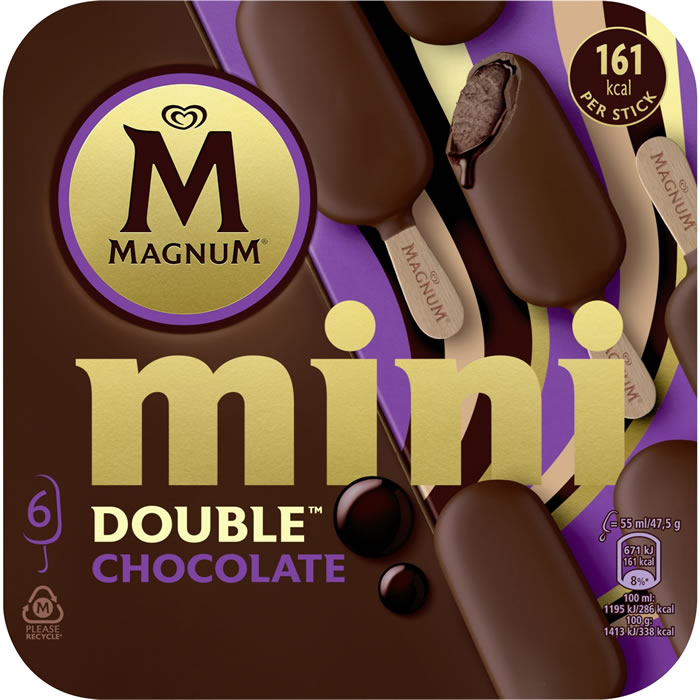 MAGNUM Double – Mini bâtonnets glacés au chocolat noir 6×47,5g