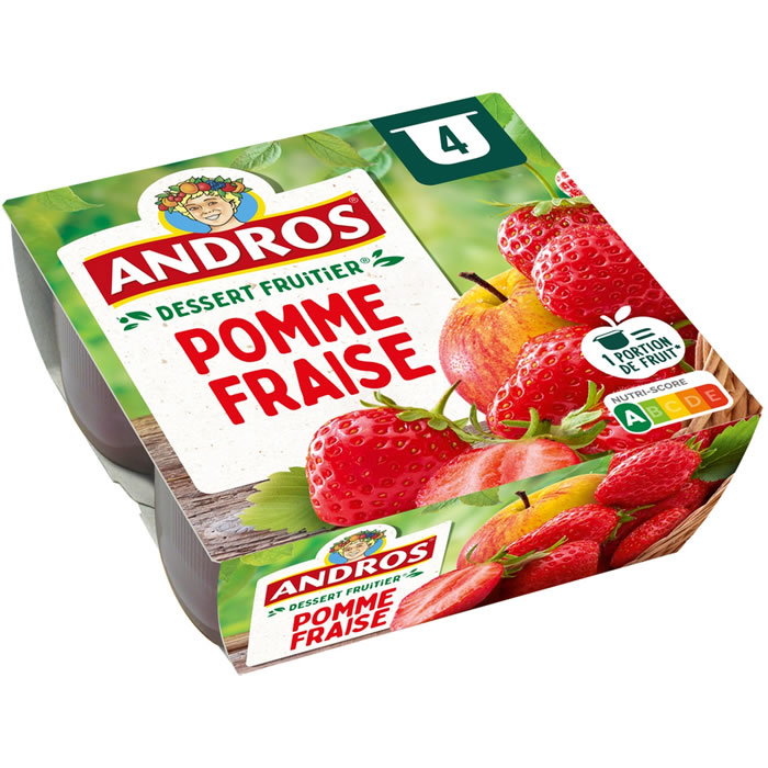 ANDROS – Dessert pomme et fraise 4 x 100g