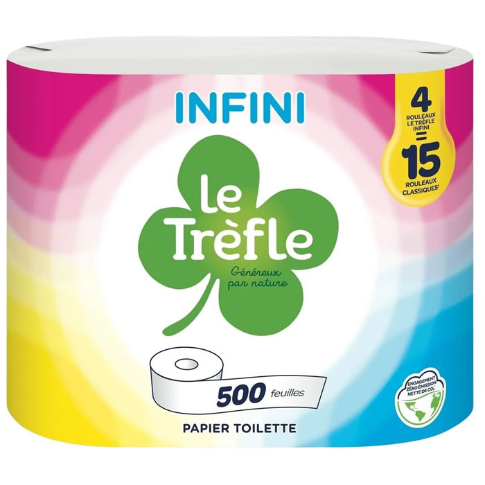 LE TREFLE Infini Papier toilette 2 épaisseurs x4 = 15 standards
