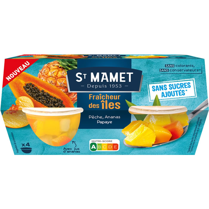 ST MAMET Fraîcheur des îles – Salade de fruits au sirop 4 x 113 g
