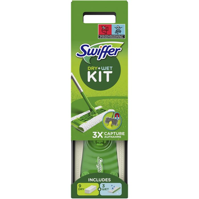 SWIFFER Dry + Wet Balai attrape-poussière et lingettes dépoussiérantes