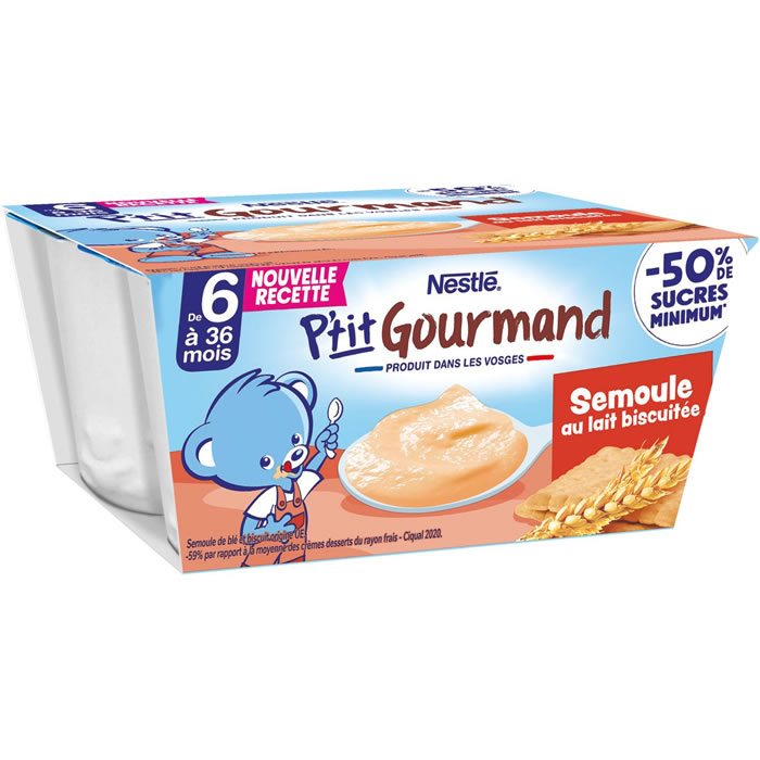 NESTLE P’tit gourmand – Dessert semoule au lait biscuitée 400 g