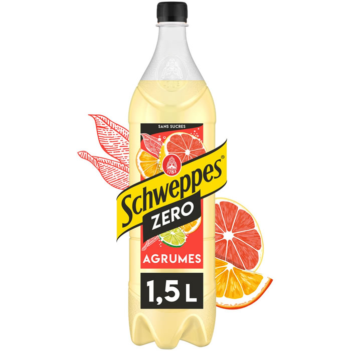 SCHWEPPES Zéro – Boisson gazeuse aux 4 agrumes sans sucres 1,5 L