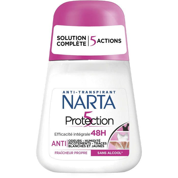 NARTA Protection 5 – Déodorant bille anti-transpirant 48h 50 ml