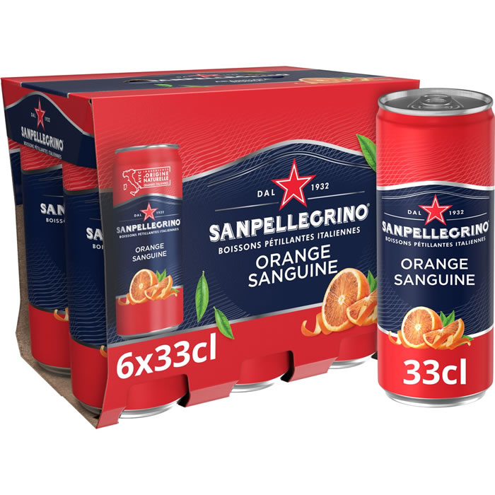 SAN PELLEGRINO – Eau gazeuse orange sanguine 6 x 33 cl