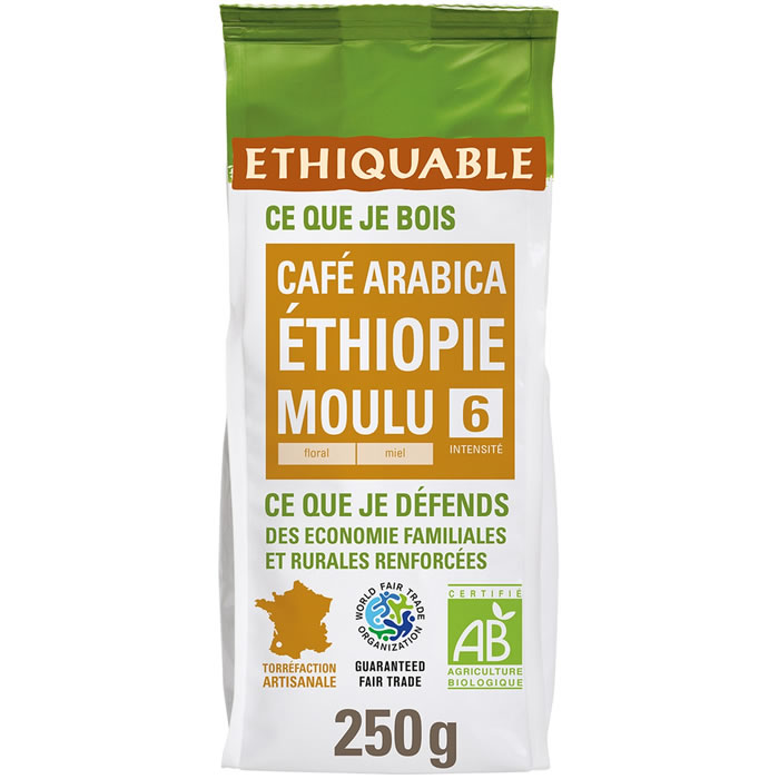 ETHIQUABLE Ethiopie – Café moulu moka sidamo N°3 250 g
