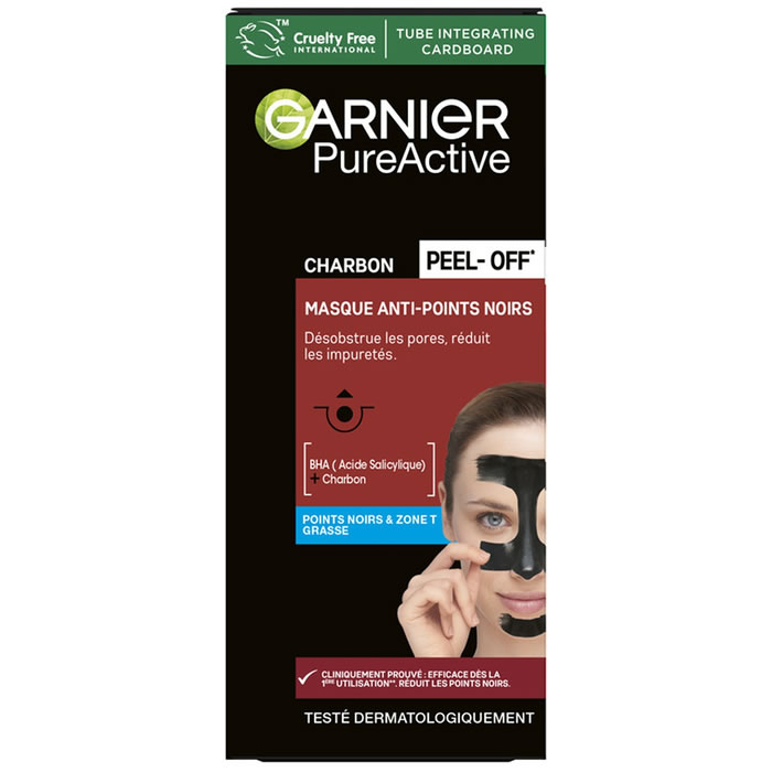 GARNIER Skin Active – Masque peel-off charbon anti points noirs 50 ml
