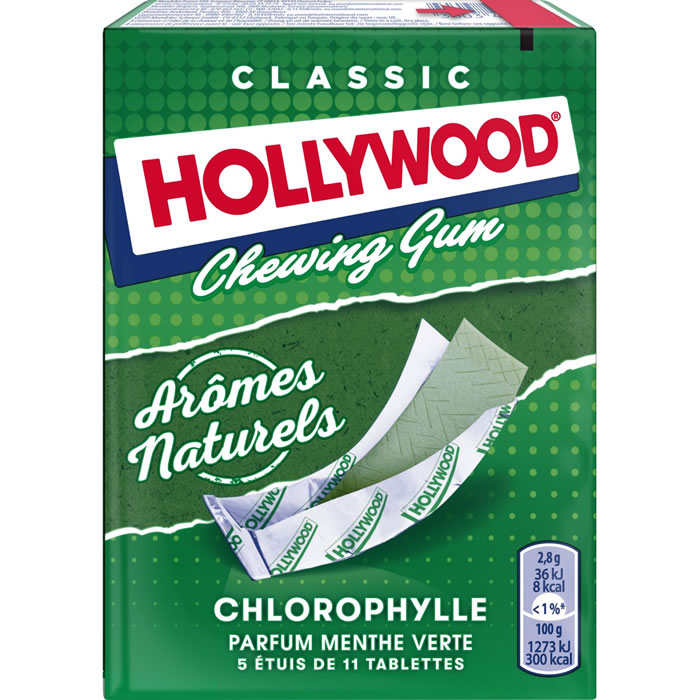 HOLLYWOOD Chewing-gum menthe verte et chlorophylle 155g