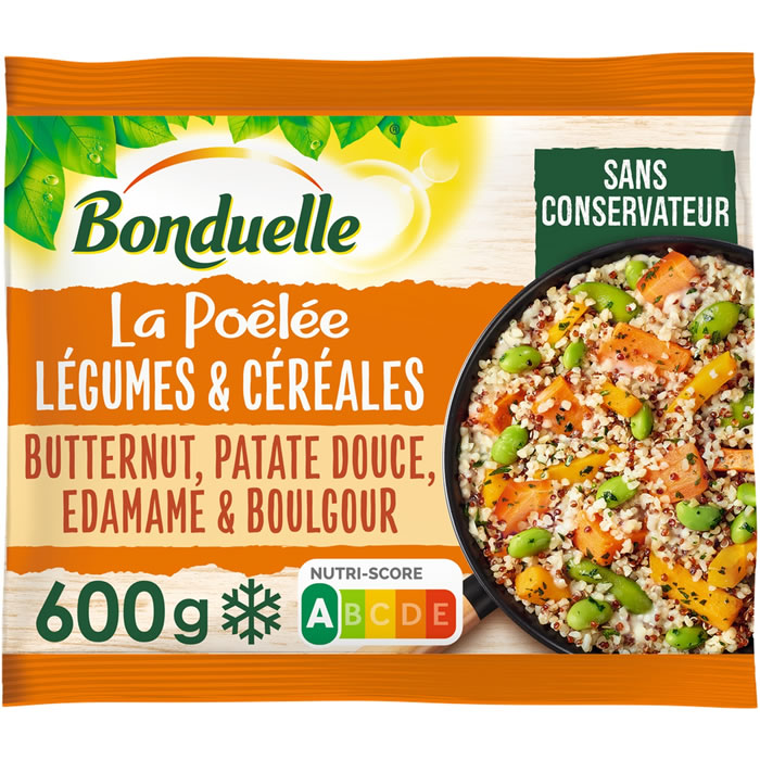 BONDUELLE – Poêlée de butternut, patate douce, edamame et boulgour 500g