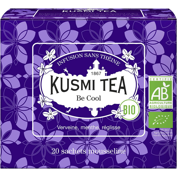 KUSMI TEA Be Cool – Infusion plantes, menthe poivrée, verveine, réglisse bio (40g)