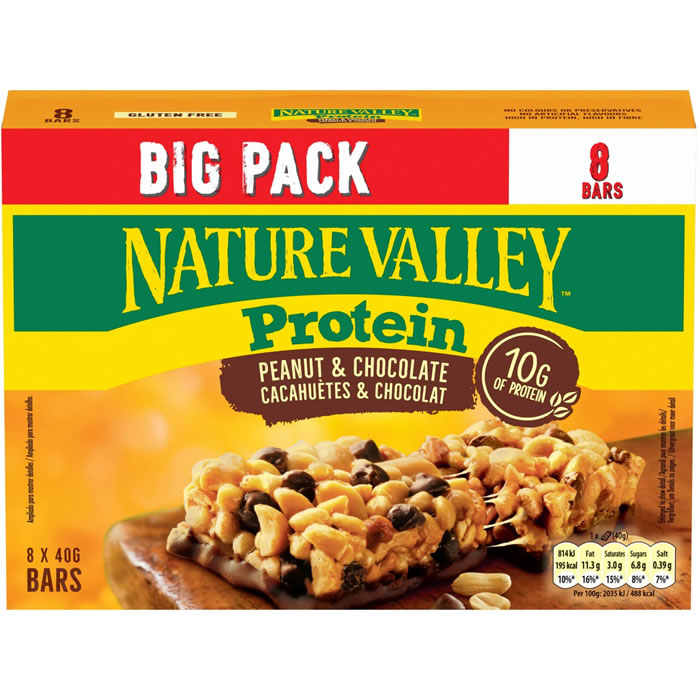 NATURE VALLEY Protein – Barres protéinées cacahuète & chocolat noir (8 x 40g) 8 x 40 g