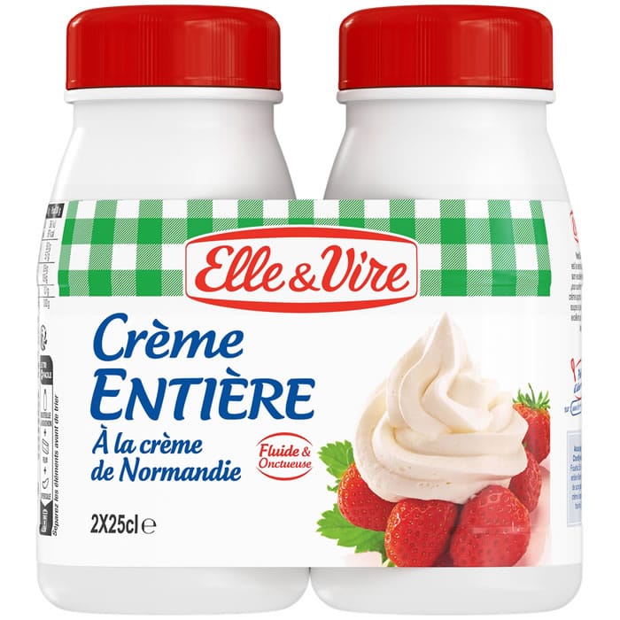 ELLE & VIRE – Crème fluide entière 30% M.G UHT – 2 x 25cl