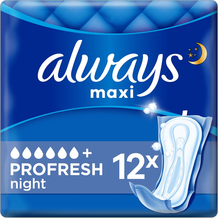 ALWAYS Maxi Night Serviettes hygiéniques ProFresh sans ailettes x12