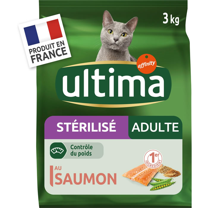 ULTIMA Croquettes pour chat adulte stérilisé au saumon et orge