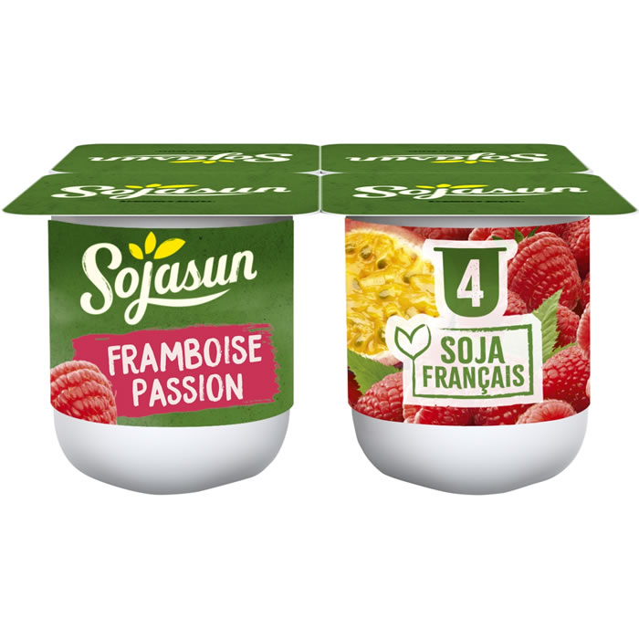 SOJASUN Fruits Mixés – Dessert végétal au soja, framboise et passion