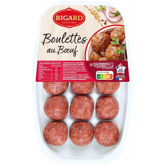 BIGARD – Boulettes au bœuf nature 15 x 25 g