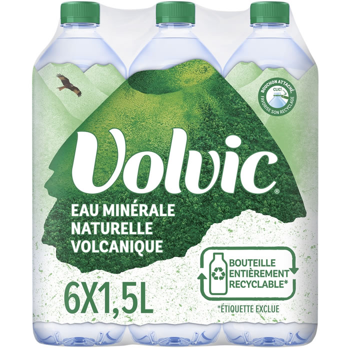 VOLVIC – Eau minérale naturelle 6 x 1,5 L