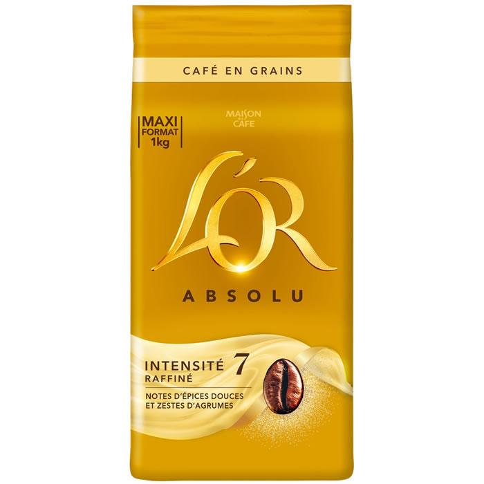 L’OR Absolu – Café en grain raffiné arabica N°7 Grand Format 1kg