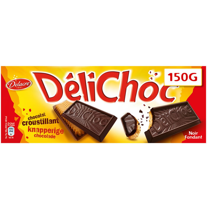 DELACRE DéliChoc – Biscuits petit beurre avec tablette de chocolat noir 150g