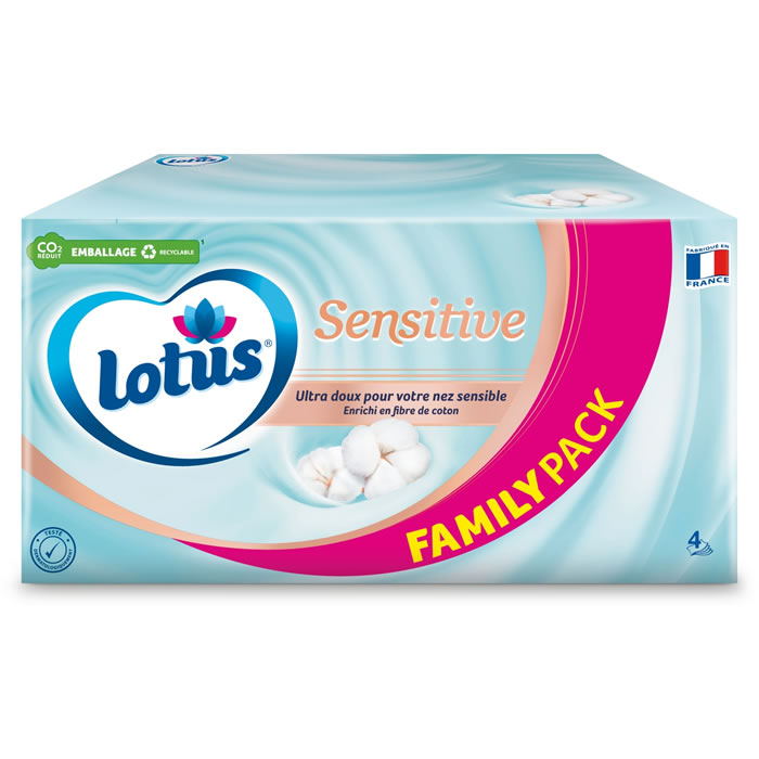 LOTUS Sensitive Mouchoirs boîte 4 épaisseurs ultra doux