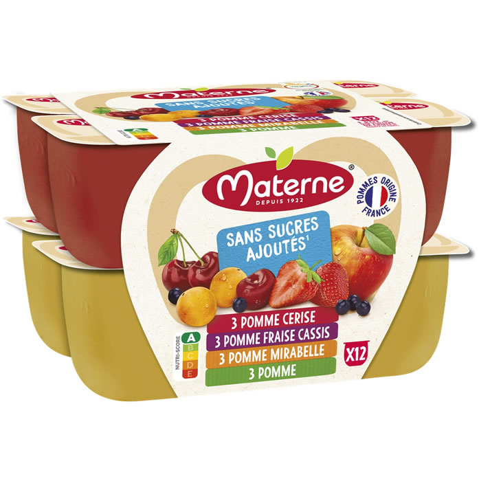 MATERNE – Dessert fruits rouges sans sucres ajoutés 12 x 100 g