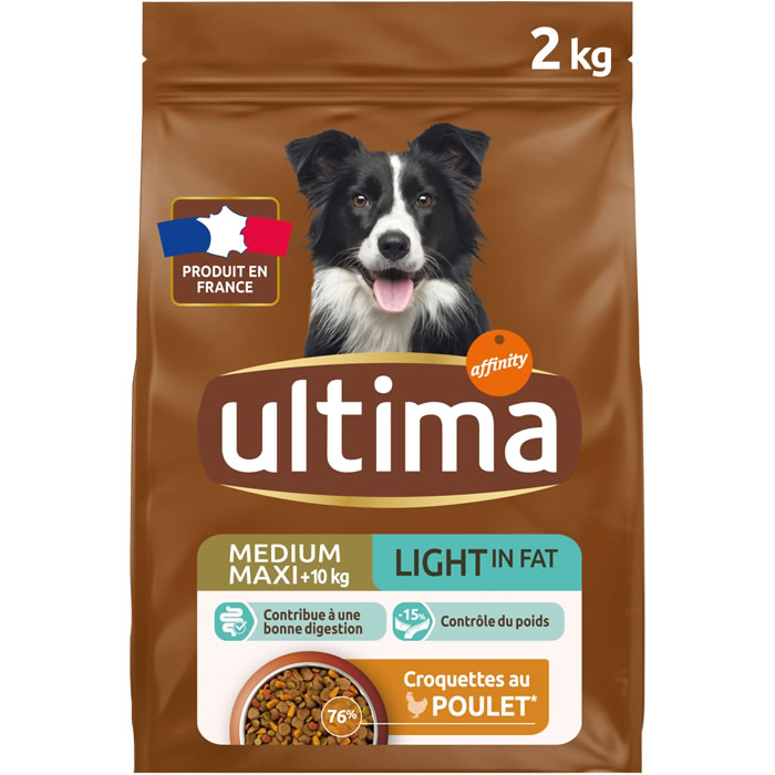 ULTIMA Light – Croquettes pour chien Medium‑Maxi poulet, agneau, riz (2 kg)