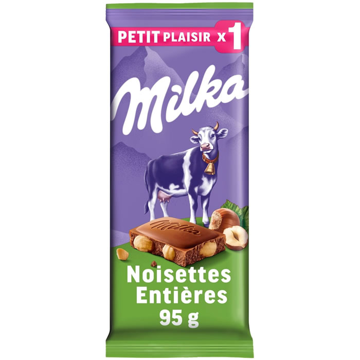 MILKA – Tablette de chocolat au lait avec noisettes entières 95g