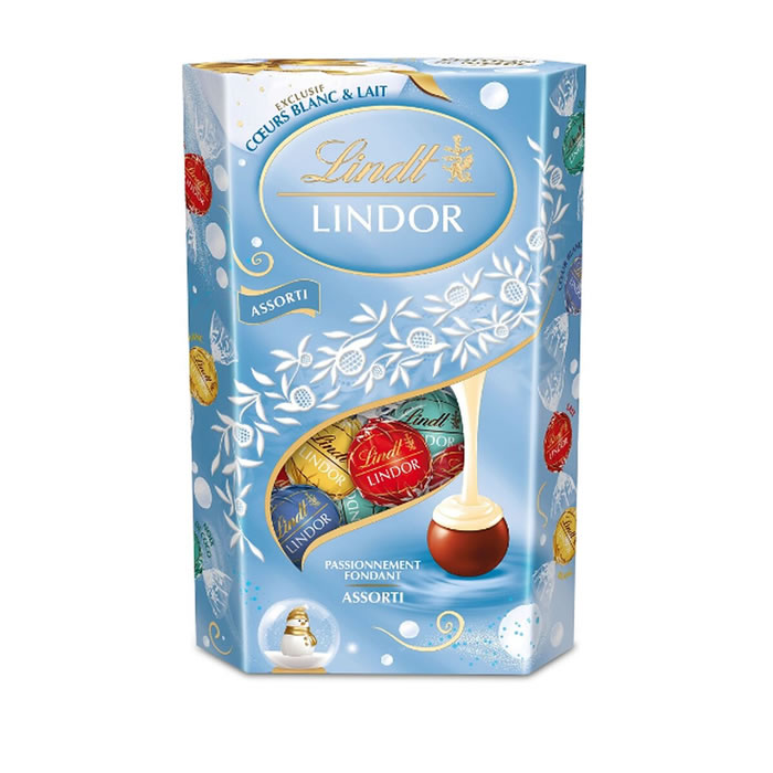 LINDT Lindor – Assortiment bouchées chocolat blanc, lait & coco 337g