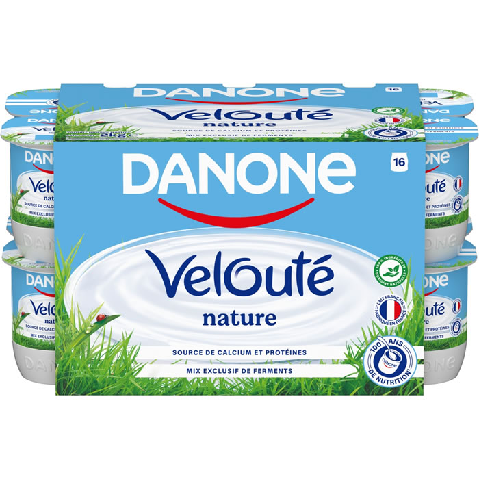 Yaourts brassés nature 16 x 125 g – DANONE Velouté