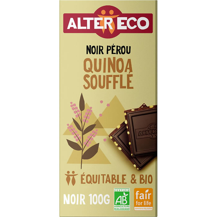 ALTER ECO – Chocolat Noir au quinoa et riz soufflés bio 100 g