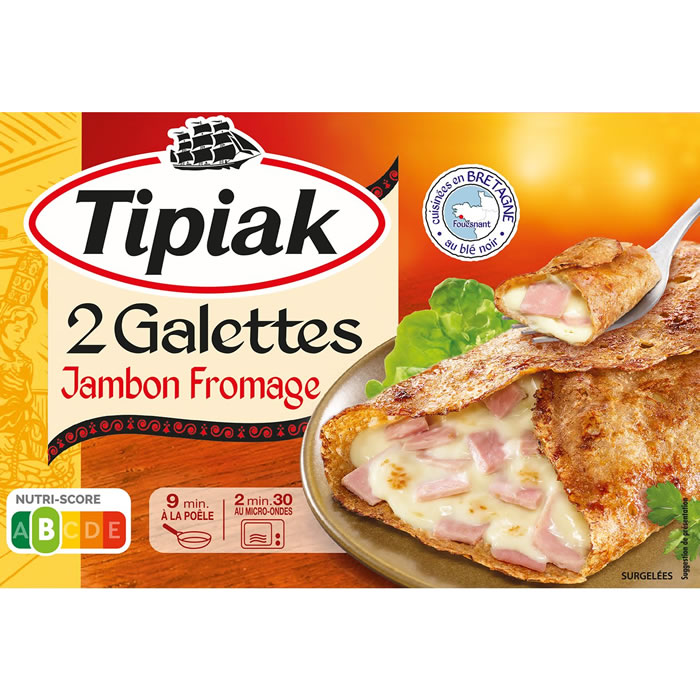 TIPIAK – Galettes sarrasin jambon et fromage (2 x 125g)