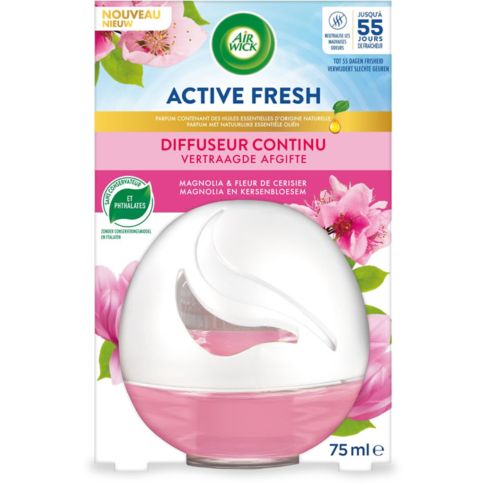 AIR WICK Active Fresh Désodorisant diffuseur continu magnolia et fleur de cerisier