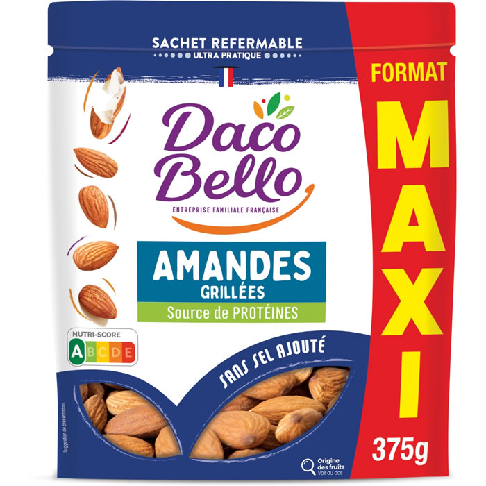 DACO BELLO – Amandes décortiquées grillées sans sel ajouté 375 g