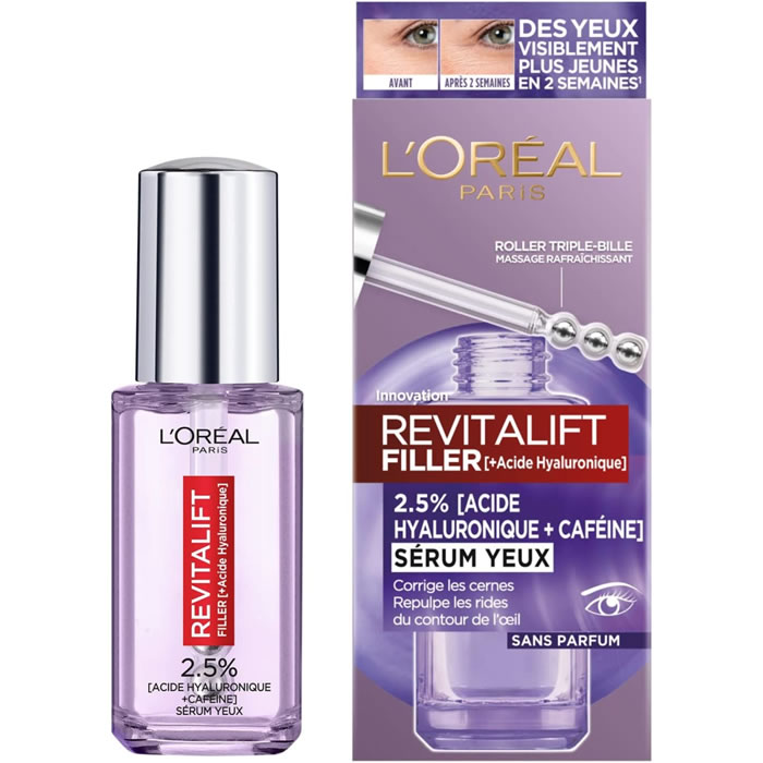 L’OREAL Revitalift Filler Sérum yeux à l’acide hyaluronique et caféine – 20ml