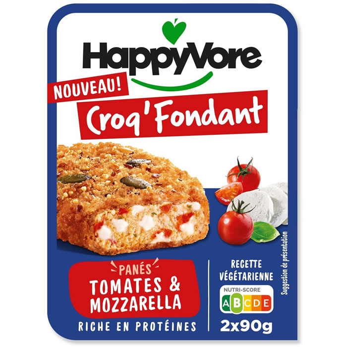 HAPPYVORE Croq’Fondant – Panés de tomates et mozzarella 2x90g