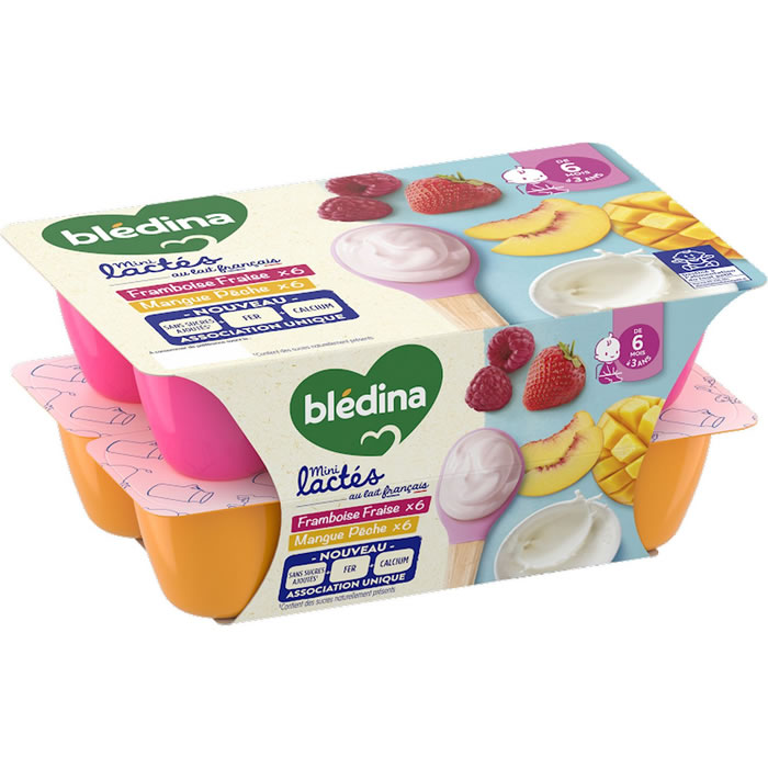 BLEDINA Les Mini Lactés – Dessert à la framboise 12 x 55 g